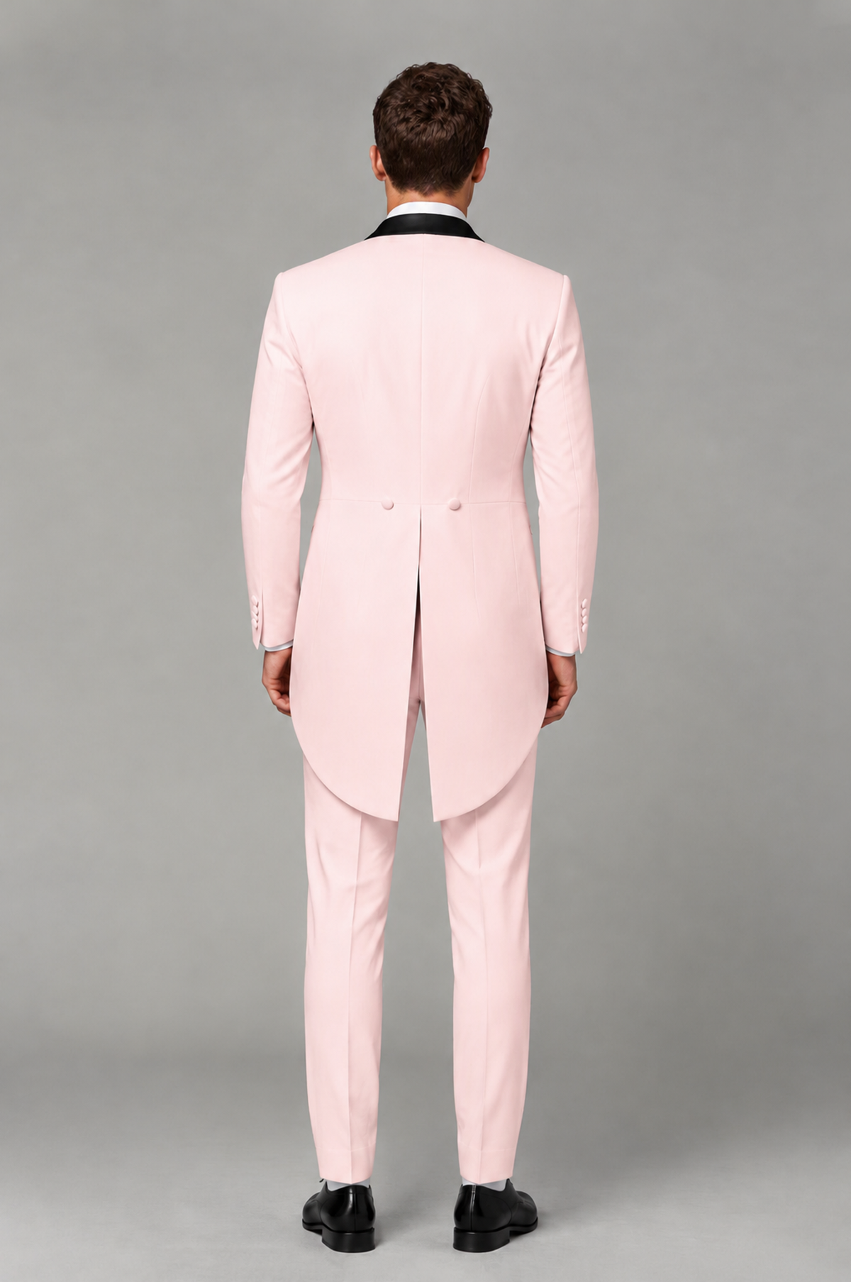 Savile Blush Pink 3-Piece Tailcoat Tuxedo Suit with Black Peak Lapel - Blush Pink - Blush Pink_03