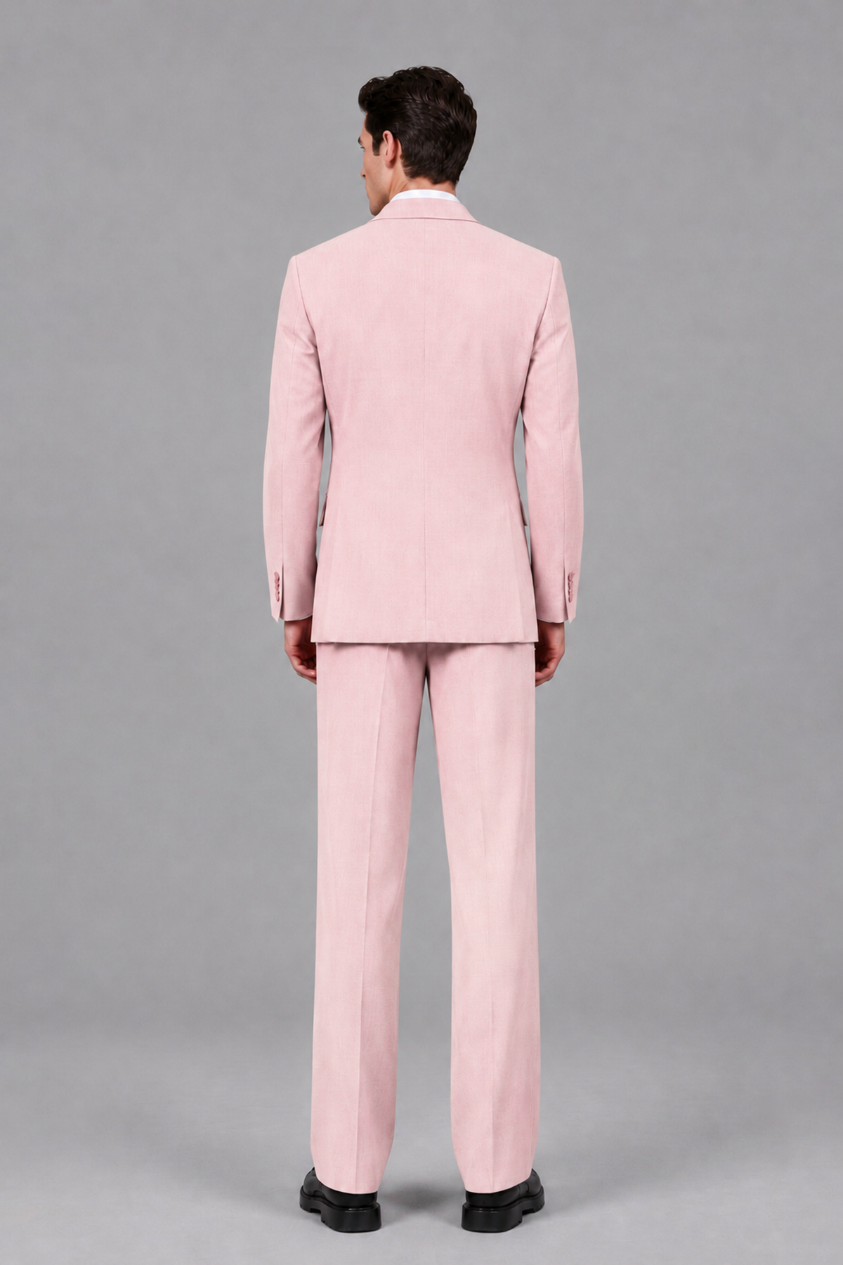 Savile Men's Blush Pink Pleated 2-Piece Suit Set | Notch Lapel Blazer & Tailored Trousers - Blush Pink - Blush Pink_3
