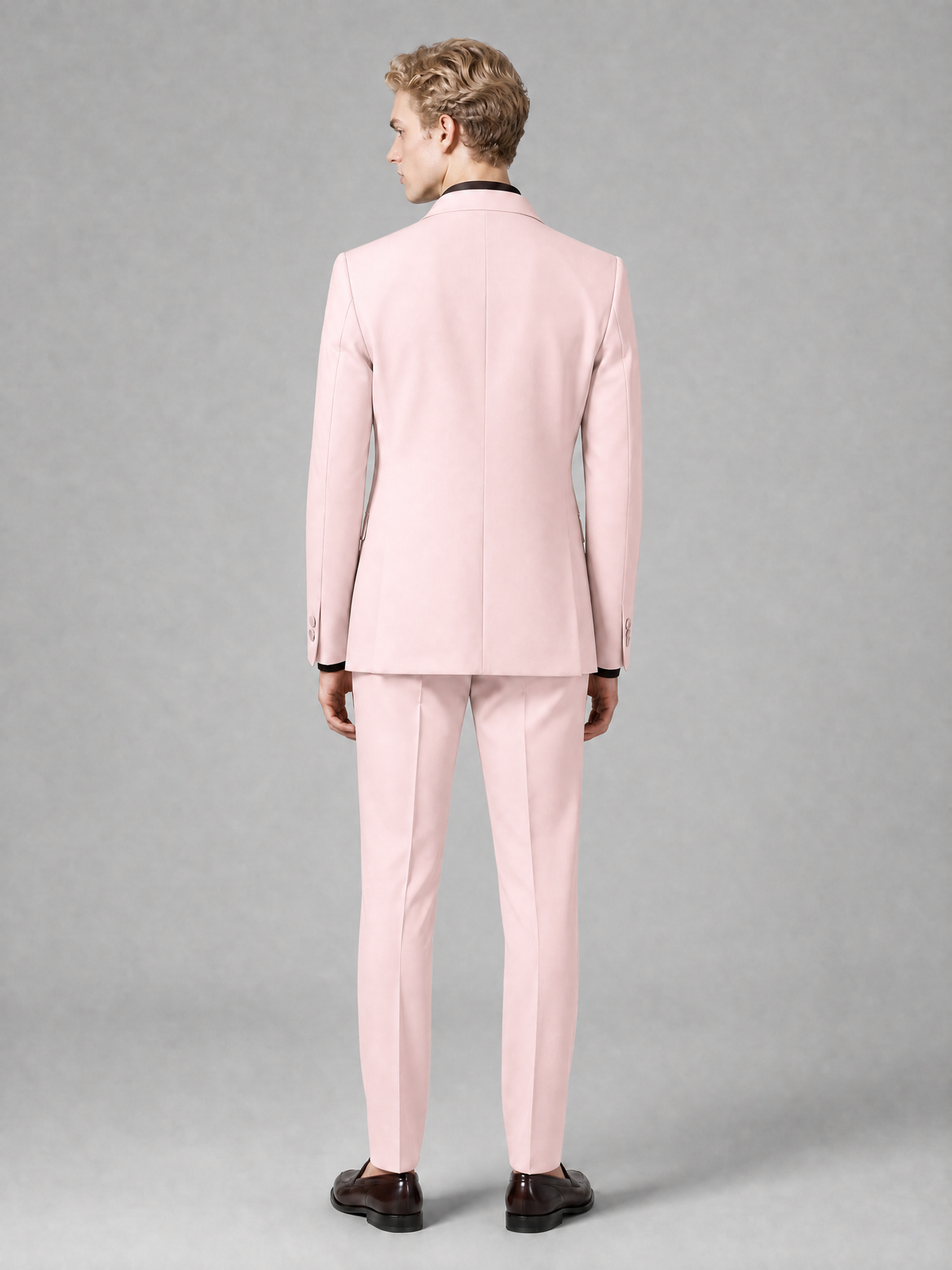 Men's Light Blush Pink Double-Breasted Slim Fit 2-Piece Suit – Peak Lapel Wedding & Business Formal Set - Blush Pink - Blush_Pink_3