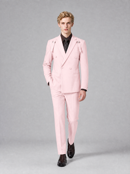 Men's Light Blush Pink Double-Breasted Slim Fit 2-Piece Suit – Peak Lapel Wedding & Business Formal Set - Blush Pink - Blush_Pink_4