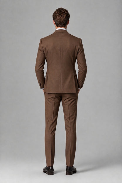 Savile Men's Dusty Brown 3-Piece Suit – Jacket, Vest & Trousers | QX0113 - Brown