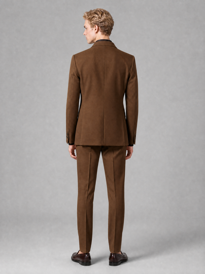 Men's Light Brown Double-Breasted Slim Fit 2-Piece Suit – Peak Lapel Wedding & Business Formal Set - Brown - Brown_3