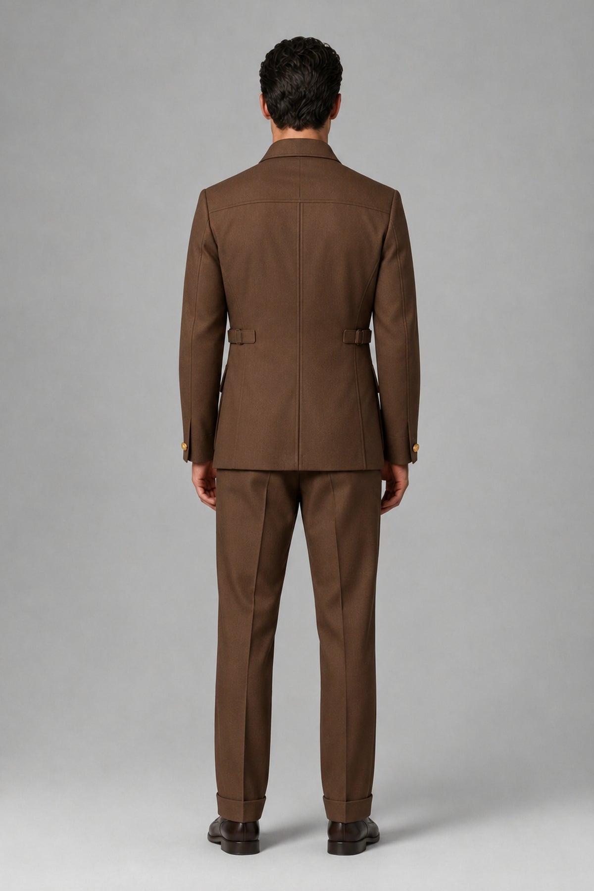 Savile Brown Safari Jacket & Trousers Two-Piece Men's Suit - Brown