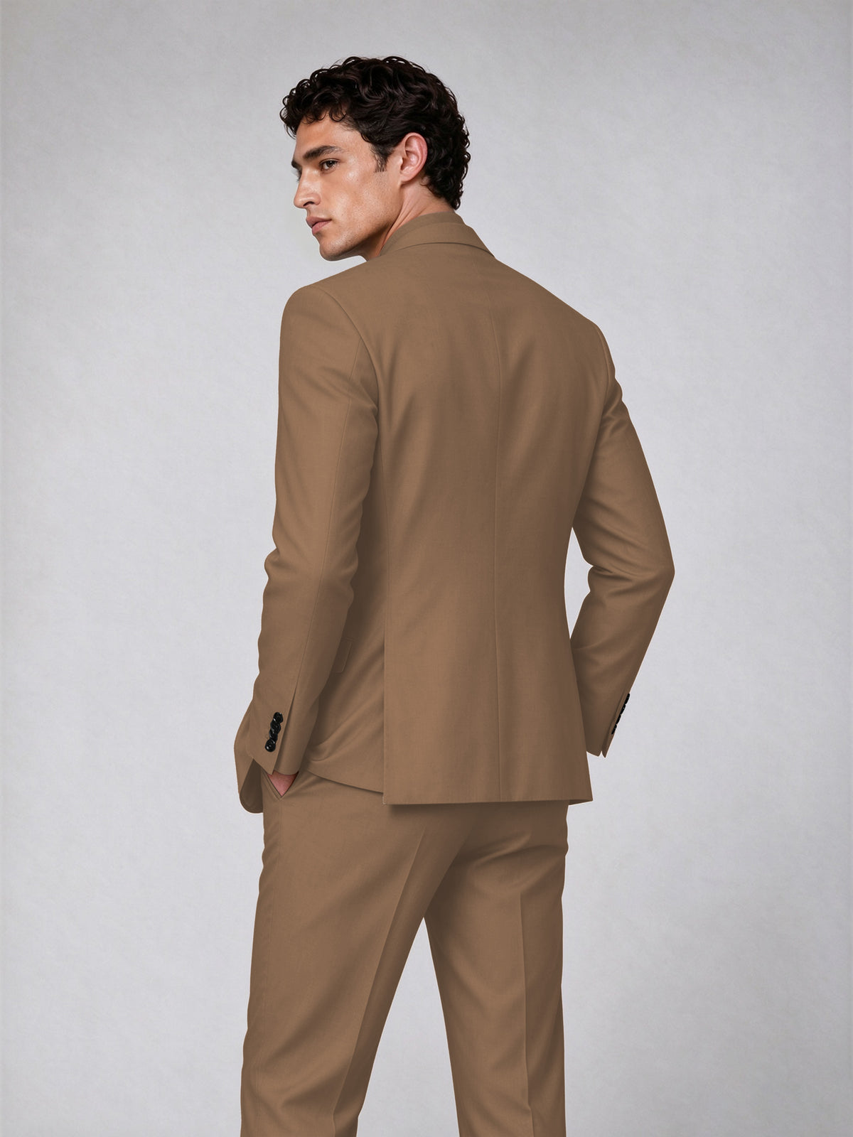 Savile Men's Brown Double-Breasted 2-Piece Suit Set – Blazer & Trousers - Brown