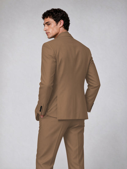 Savile Men's Brown Double-Breasted 2-Piece Suit Set – Blazer & Trousers - Brown