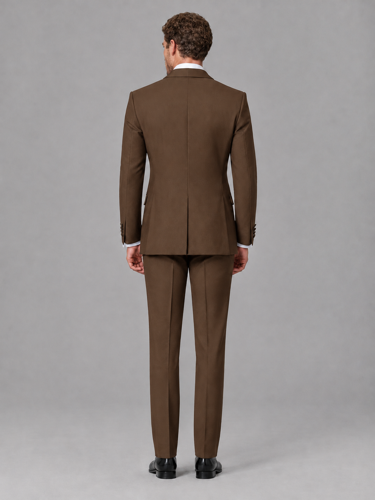 Savile Men's Brown Velvet Shawl Lapel Tuxedo Suit – Modern Side-Buckle Dinner Jacket & Trousers 2-Piece Set - Brown