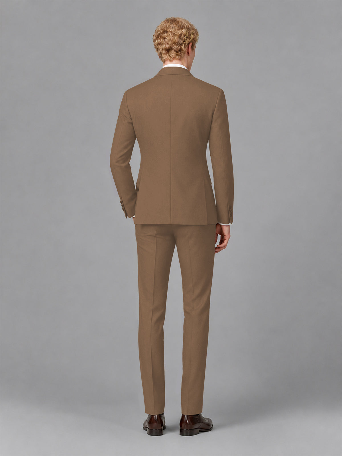 Men's Brown Single-Button Brown Satin Shawl Lapel Tuxedo Suit Set | Blazer & Trousers - Brown