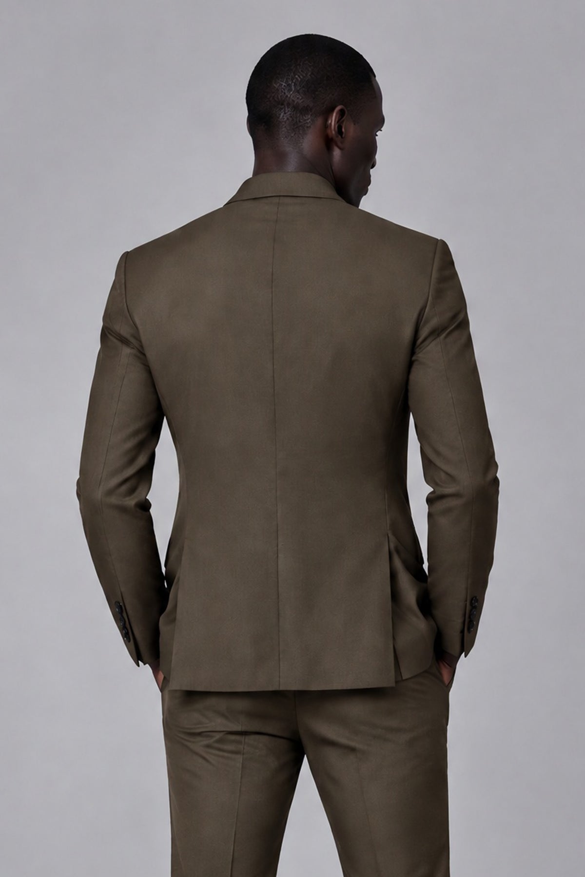 Savile Men's Slim Fit 2-Piece Suit - Back View Showing Double Vents and Tailored Fit