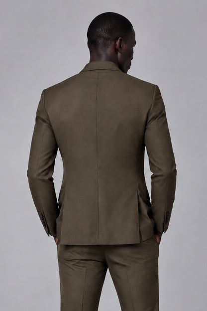 Savile Men's Slim Fit 2-Piece Suit - Back View Showing Double Vents and Tailored Fit