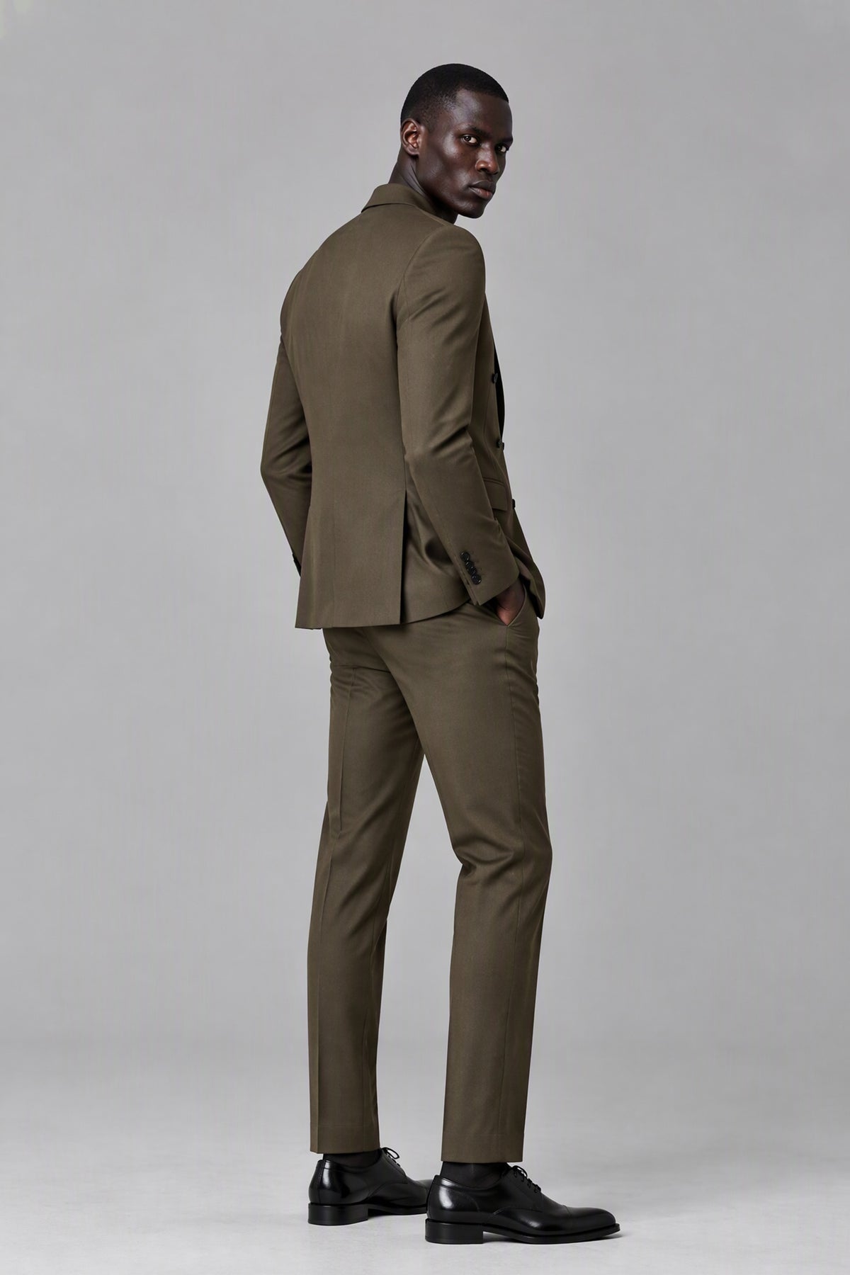 Savile Men's Double Breasted Suit Set - Side Profile and Three-Quarter View
