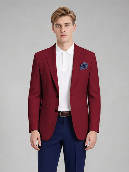 Savile Men's Slim-Fit Blazer – Notch Lapel Sport Coat | Burgundy - Burgundy