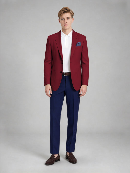 Savile Men's Slim-Fit Blazer – Notch Lapel Sport Coat | Burgundy - Burgundy
