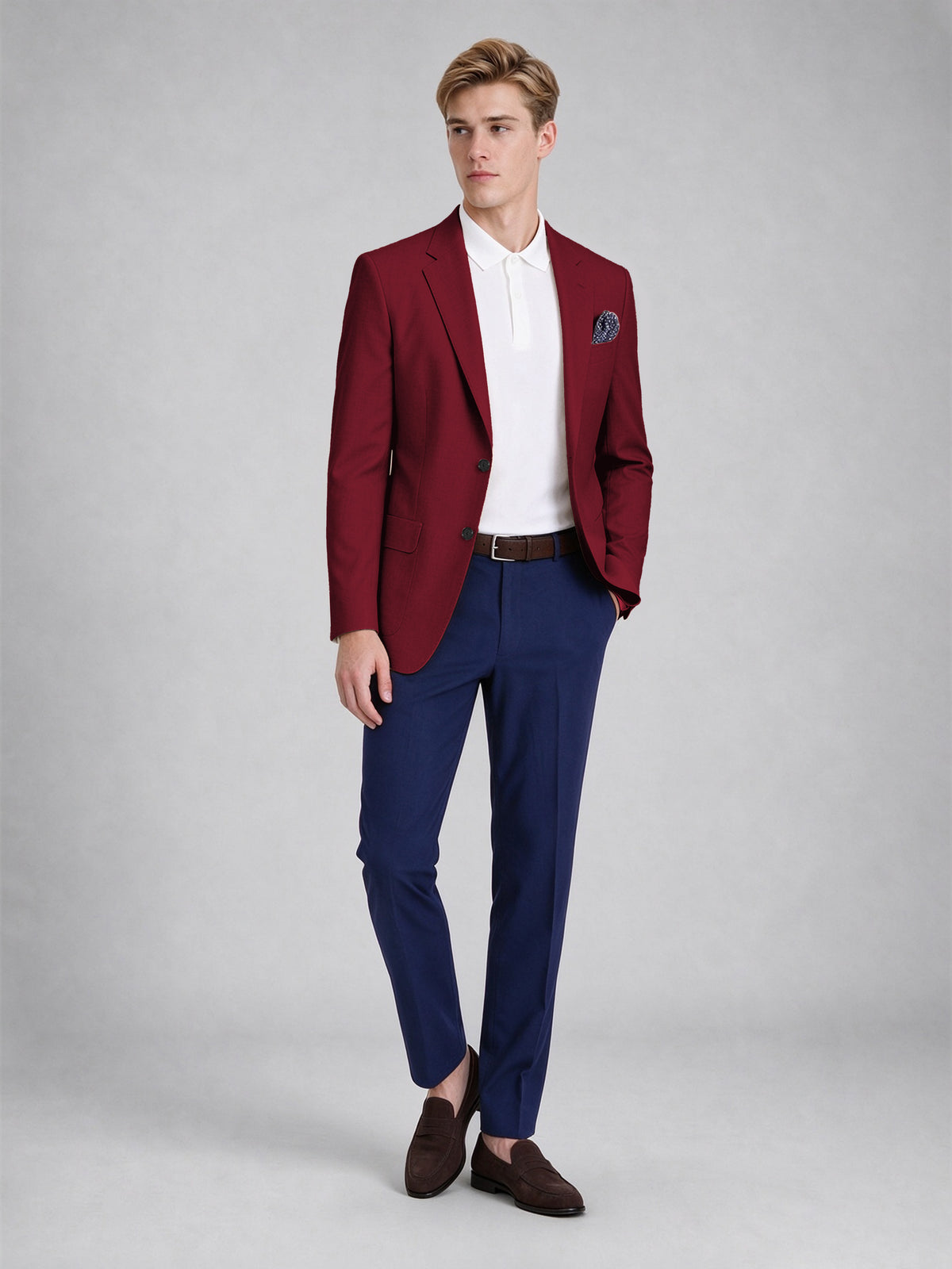 Savile Men's Slim-Fit Blazer – Notch Lapel Sport Coat | Burgundy - Burgundy