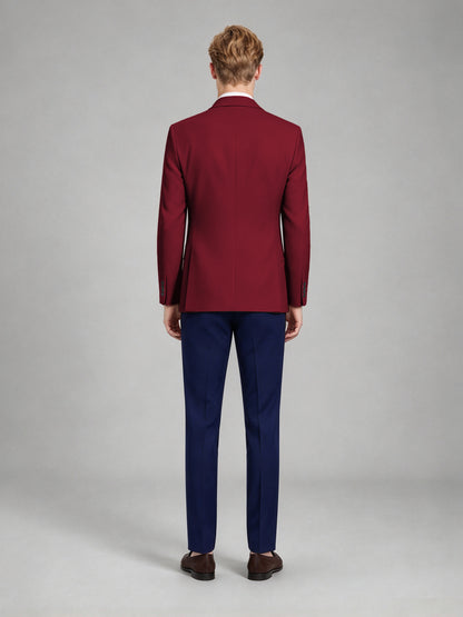Savile Men's Slim-Fit Blazer – Notch Lapel Sport Coat | Burgundy - Burgundy