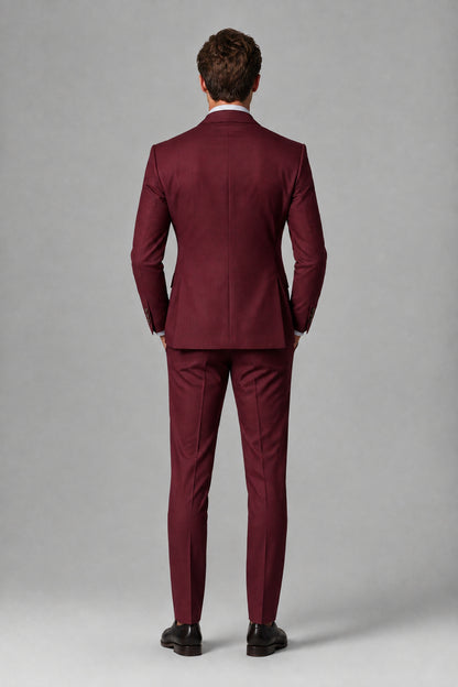 Savile Men's Dusty Burgundy 3-Piece Suit – Jacket, Vest & Trousers | QX0113 - Burgundy