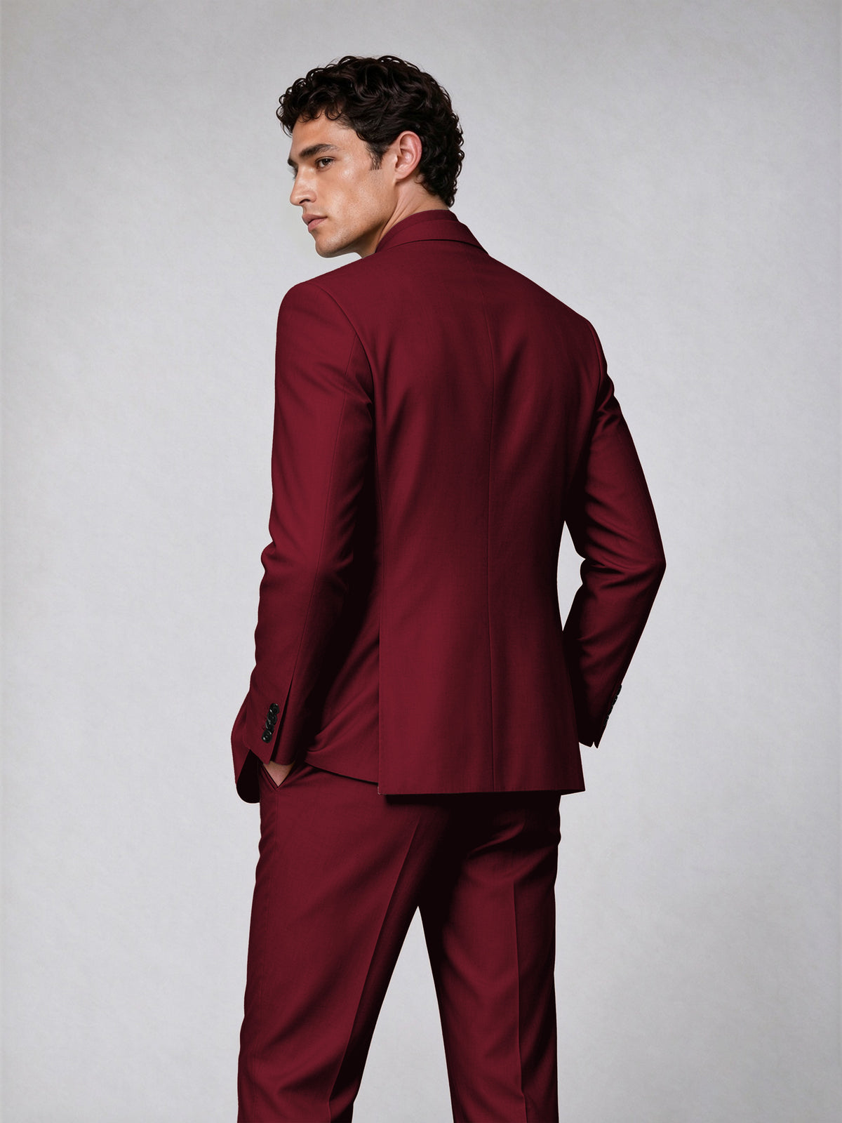 Savile Men's Burgundy Double-Breasted 2-Piece Suit Set – Blazer & Trousers - Burgundy