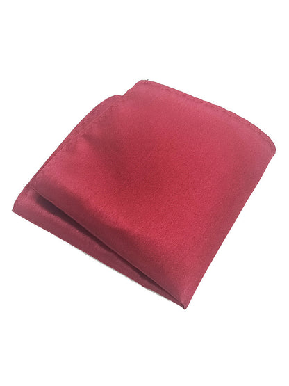 Savile Men's Burgundy Satin Pocket Square – Classic Solid Silk Suit Handkerchief - Burgundy - Burgundy (1)