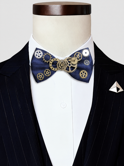 Savile Men's Steampunk Mechanical Gear Pre-Tied Bow Tie | Vintage Clockwork Burgundy Formal Neckwear - Burgundy - Burgundy (3)