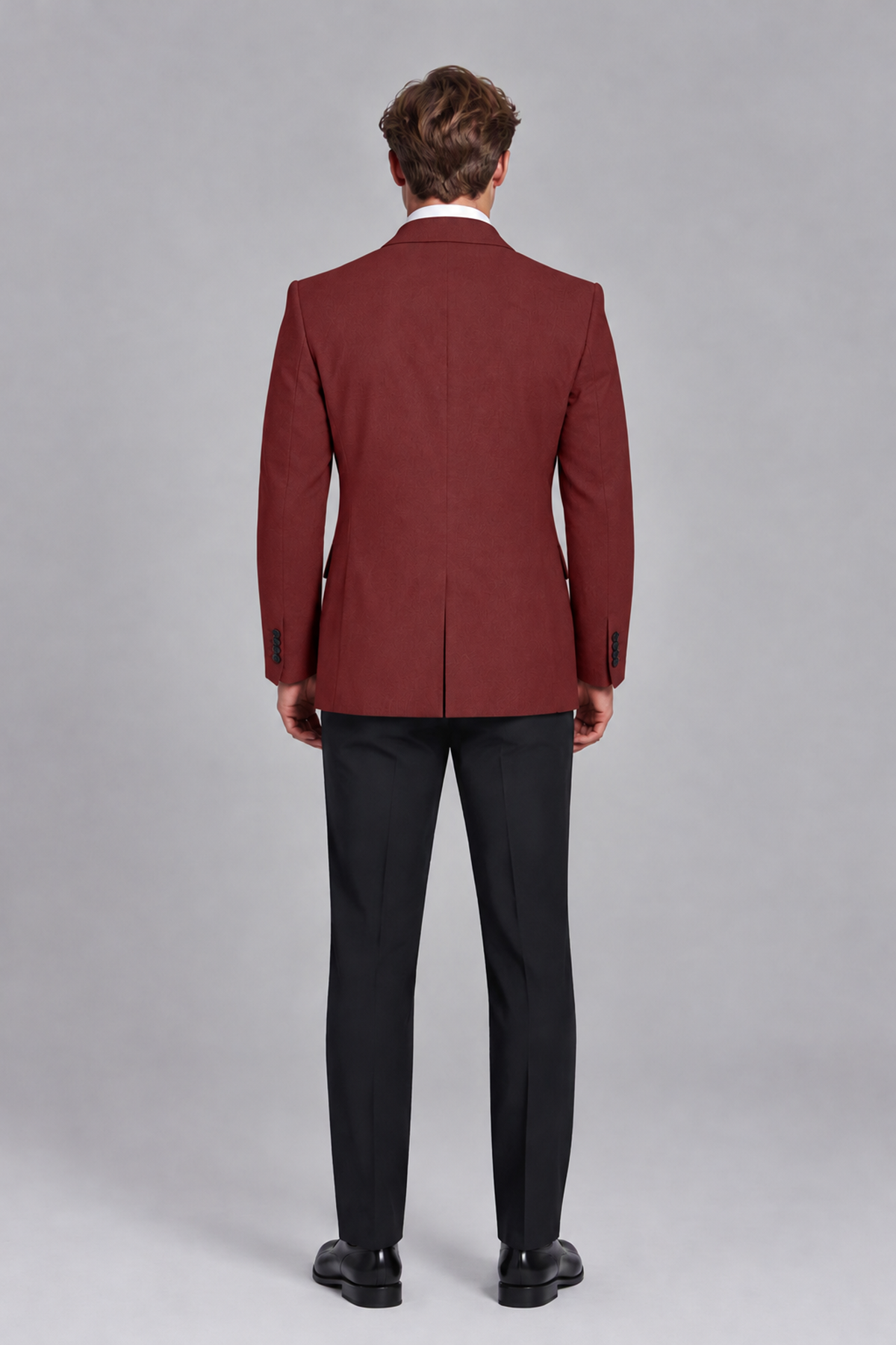 Savile Men's Burgundy Double-Breasted Peak Lapel Blazer - Burgundy