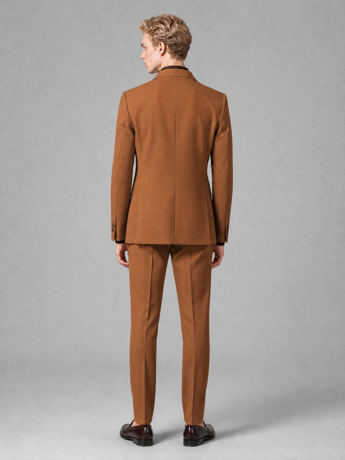 Men's Light Burnt Orange Double-Breasted Slim Fit 2-Piece Suit – Peak Lapel Wedding & Business Formal Set - Burnt Orange - Burnt_Orange_3