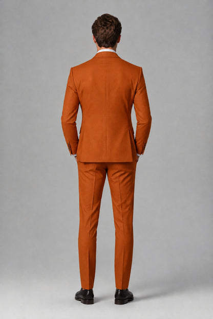 Savile Men's Dusty Burnt Orange 3-Piece Suit – Jacket, Vest & Trousers | QX0113 - Burnt Orange