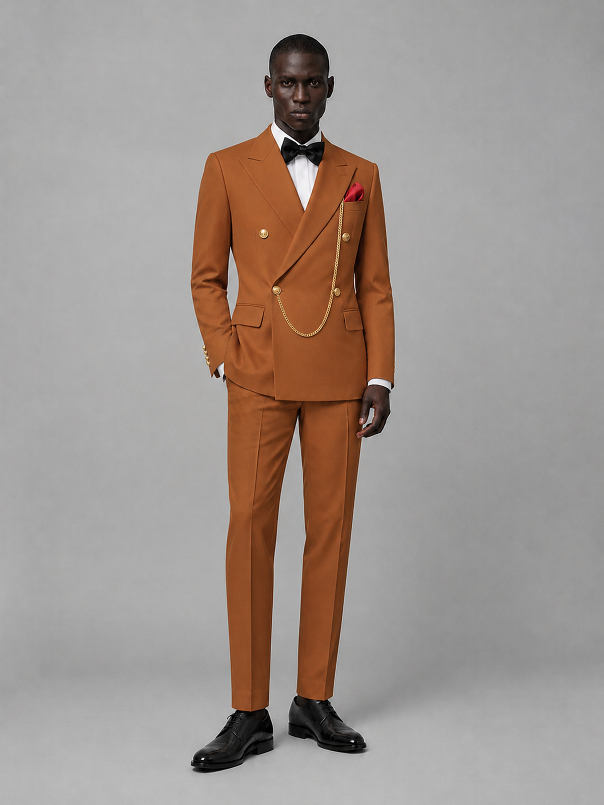 Men's Burnt Orange Double-Breasted 2-Piece Suit Set – Jacket & Trousers | Burnt Orange Chain - Burnt_Orange