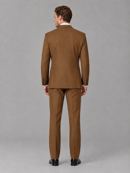 Savile Men's Burnt Orange Peak Lapel 3-Piece Tuxedo Suit | Jacket, Vest & Trousers - Burnt Orange