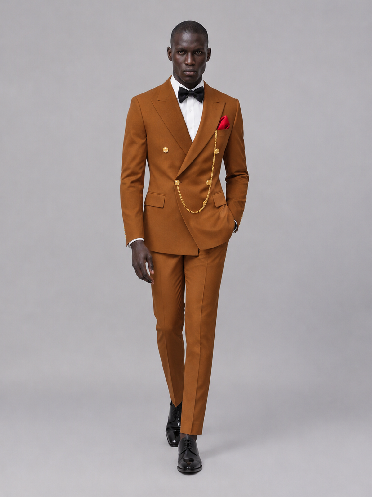 Men's Burnt Orange Double-Breasted 2-Piece Suit Set – Jacket & Trousers | Burnt Orange Chain - Burnt_Orange