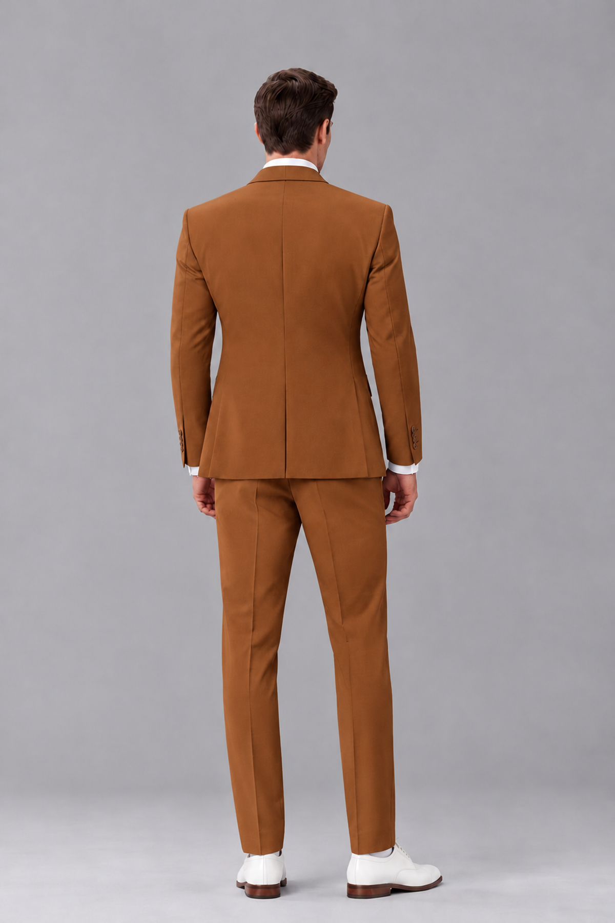 Savile Burnt Orange 3-Piece Suit with Notch Lapel & Chain Vest - Burnt Orange
