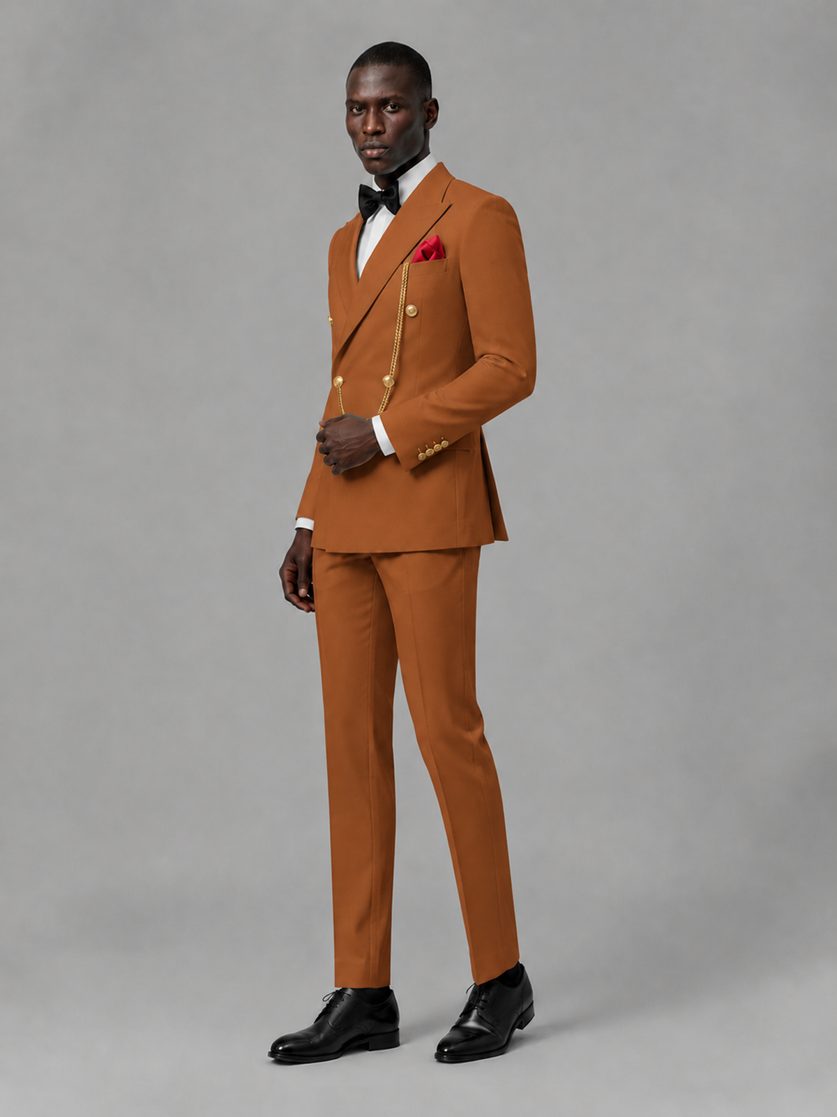Men's Burnt Orange Double-Breasted 2-Piece Suit Set – Jacket & Trousers | Burnt Orange Chain - Burnt_Orange