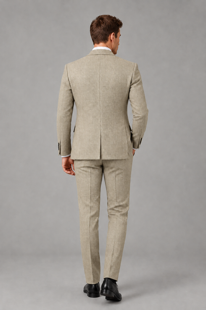 Savile Men's Grey Notch Lapel 3-Piece Suit Set | Jacket, Vest & Trousers - Champagne - Champagne