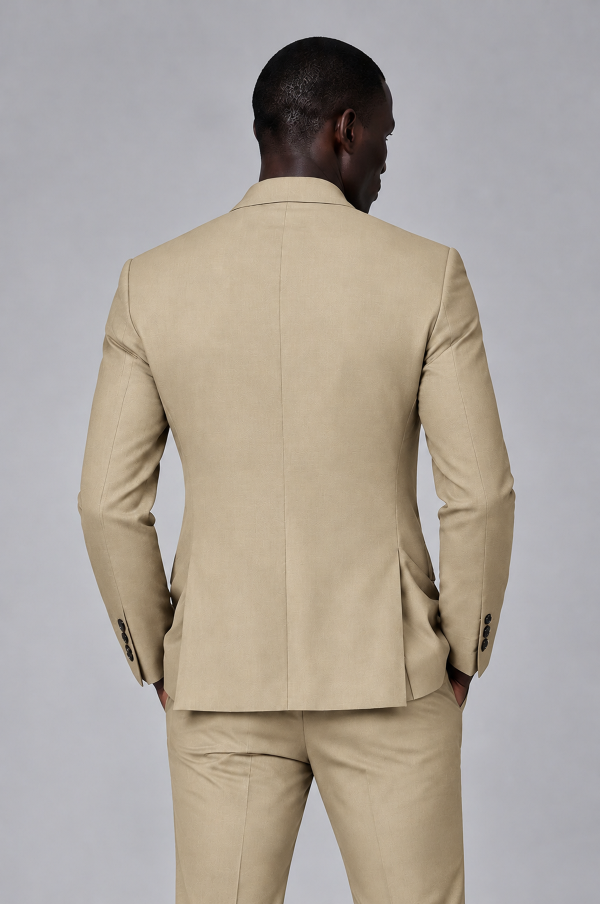 Savile Men's Champagne Double Breasted Slim Fit 2-Piece Suit Set – Blazer & Trousers | Wedding Gala Formal - Champagne - Champagne_03