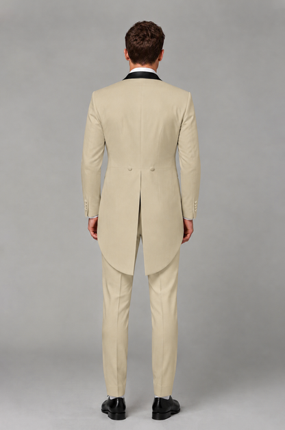 Savile Champagne 3-Piece Tailcoat Tuxedo Suit with Black Peak Lapel - Champagne - Champagne_03