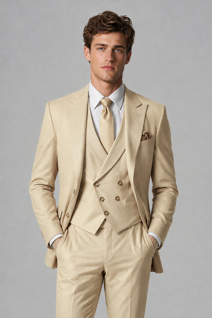 Savile Men's Dusty Champagne 3-Piece Suit – Jacket, Vest & Trousers | QX0113 - Champagne