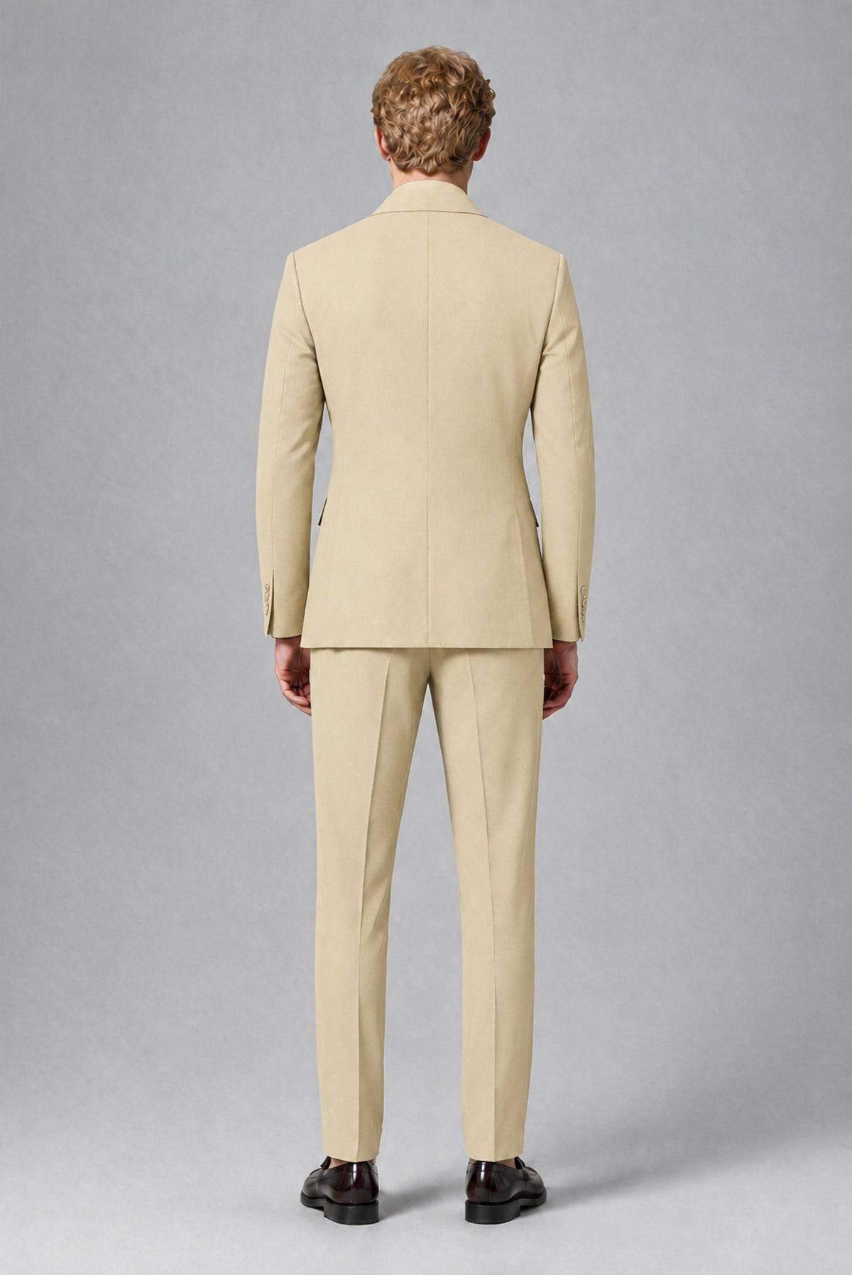 Savile Men's Champagne Double-Breasted Two-Piece Suit - Champagne