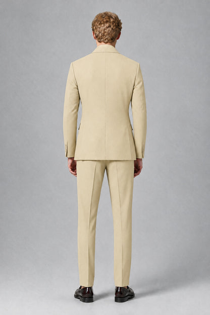 Savile Men's Champagne Double-Breasted Two-Piece Suit - Champagne
