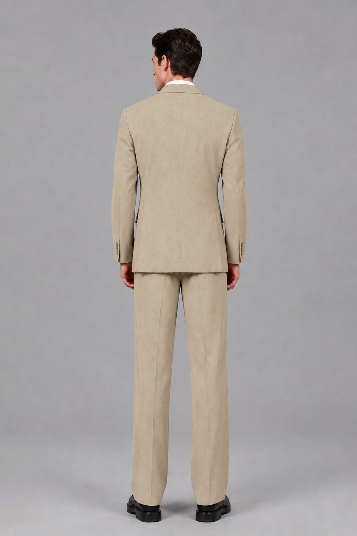Savile Men's Champagne Pleated 2-Piece Suit Set | Notch Lapel Blazer & Tailored Trousers - Champagne - Champagne_3