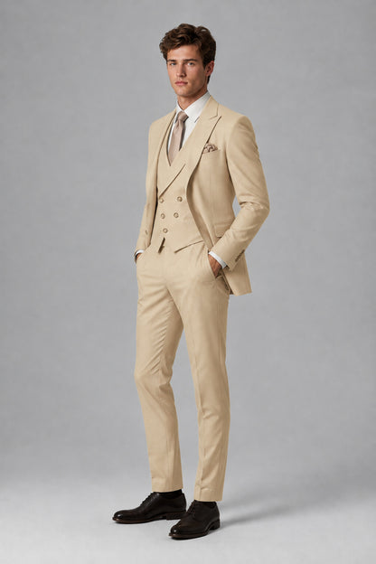 Savile Men's Dusty Champagne 3-Piece Suit – Jacket, Vest & Trousers | QX0113 - Champagne