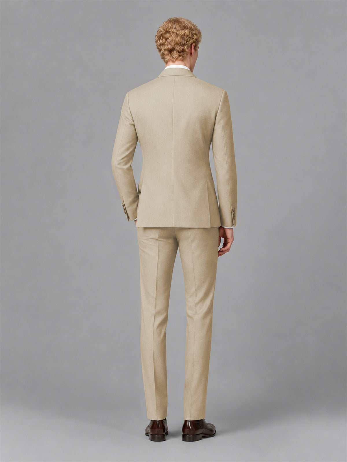 Men's Champagne Single-Button Champagne Satin Shawl Lapel Tuxedo Suit Set | Blazer & Trousers - Champagne