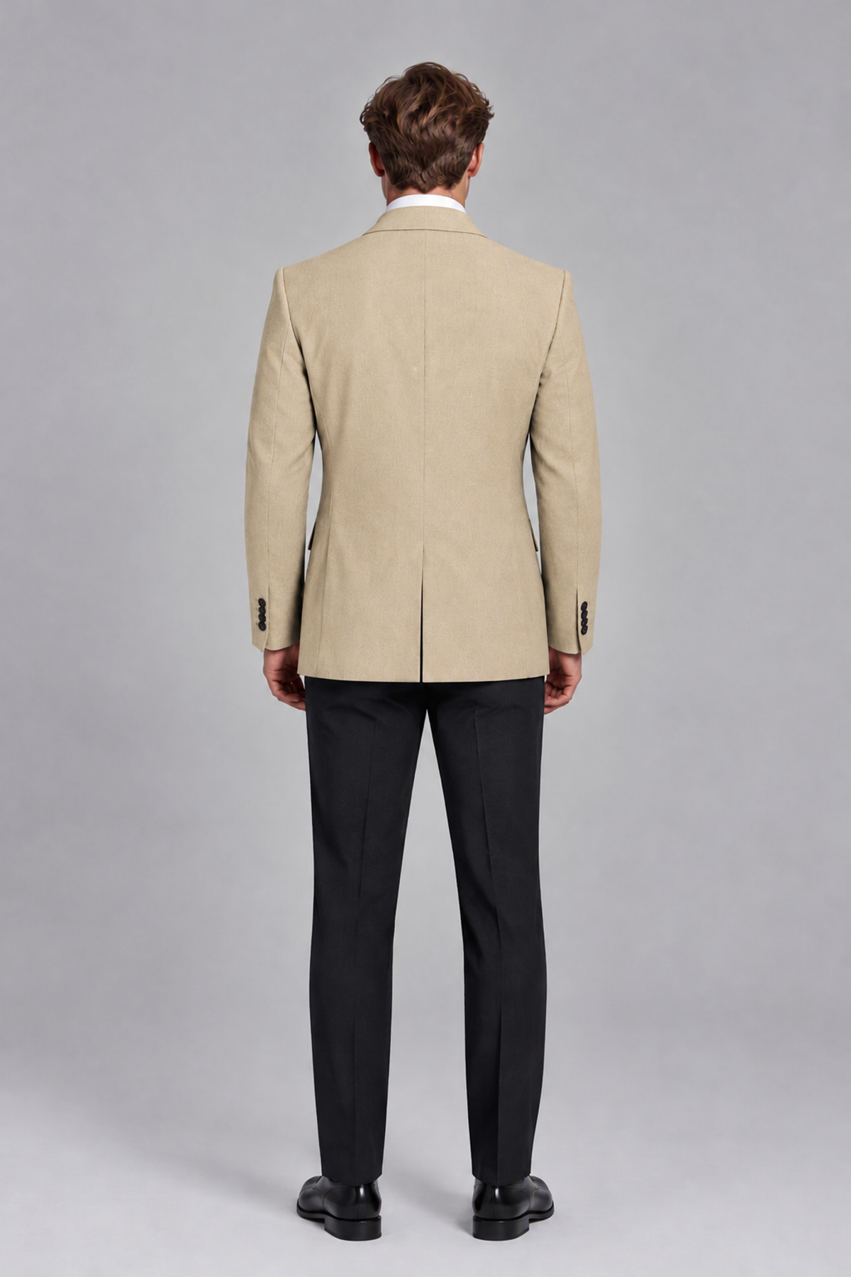 Savile Men's Champagne Double-Breasted Peak Lapel Blazer - Champagne