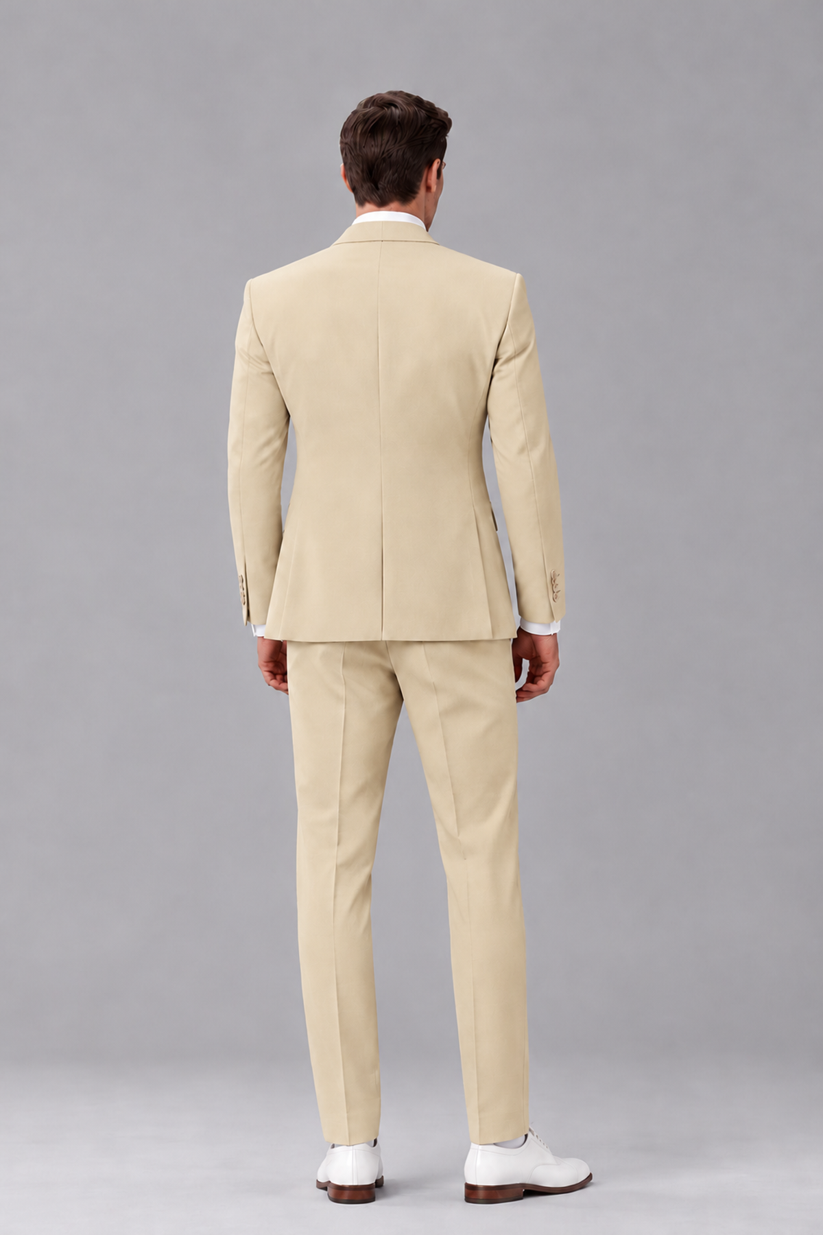 Savile Champagne 3-Piece Suit with Notch Lapel & Chain Vest - Champagne