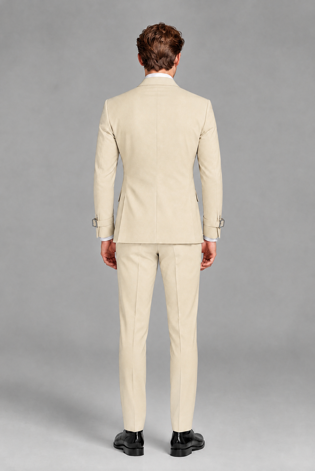Savile Men's Champagne Buckle-Closure 2-Piece Suit Set | Peak Lapel Blazer & Trousers - Champagne
