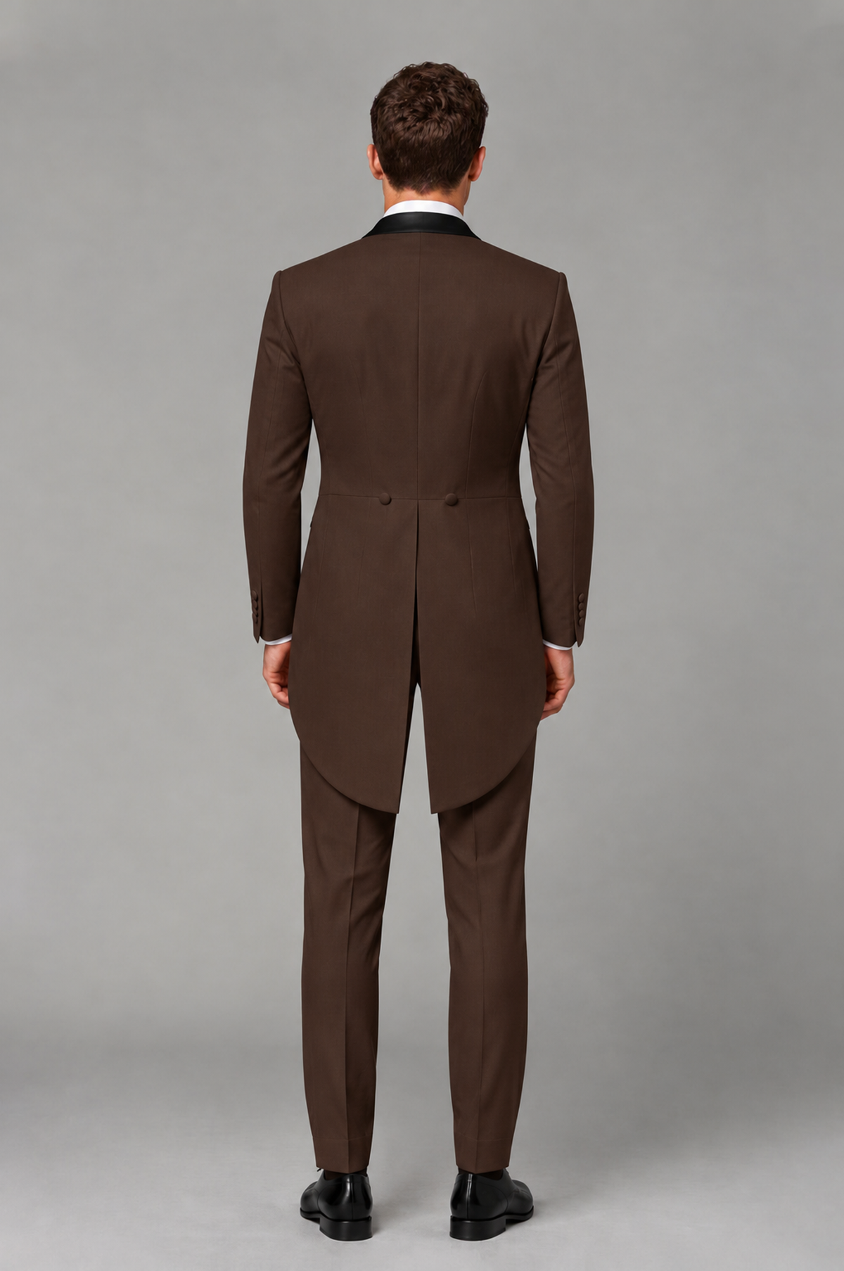 Savile Chocolate 3-Piece Tailcoat Tuxedo Suit with Black Peak Lapel - Chocolate - Chocolate_03