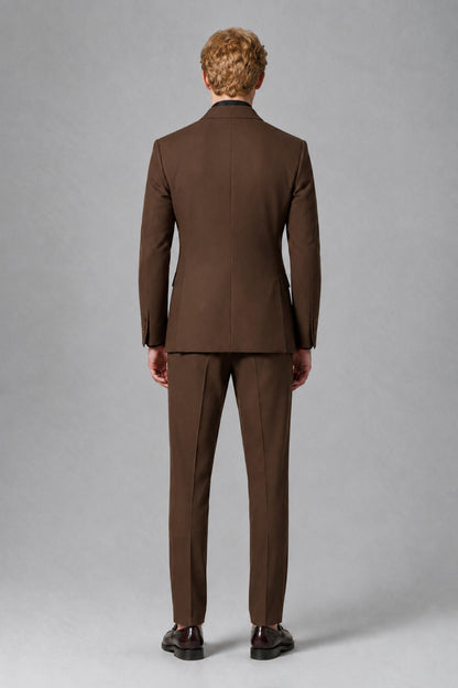 Savile Men's Chocolate Double-Breasted Two-Piece Suit - Chocolate