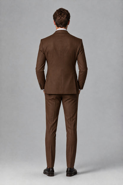 Savile Men's Dusty Chocolate 3-Piece Suit – Jacket, Vest & Trousers | QX0113 - Chocolate