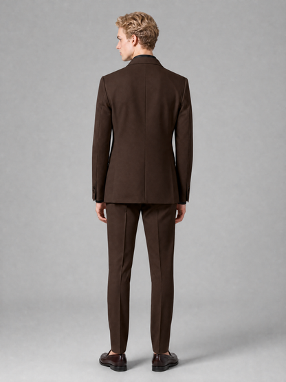 Men's Light Chocolate Double-Breasted Slim Fit 2-Piece Suit – Peak Lapel Wedding & Business Formal Set - Chocolate - Chocolate_3