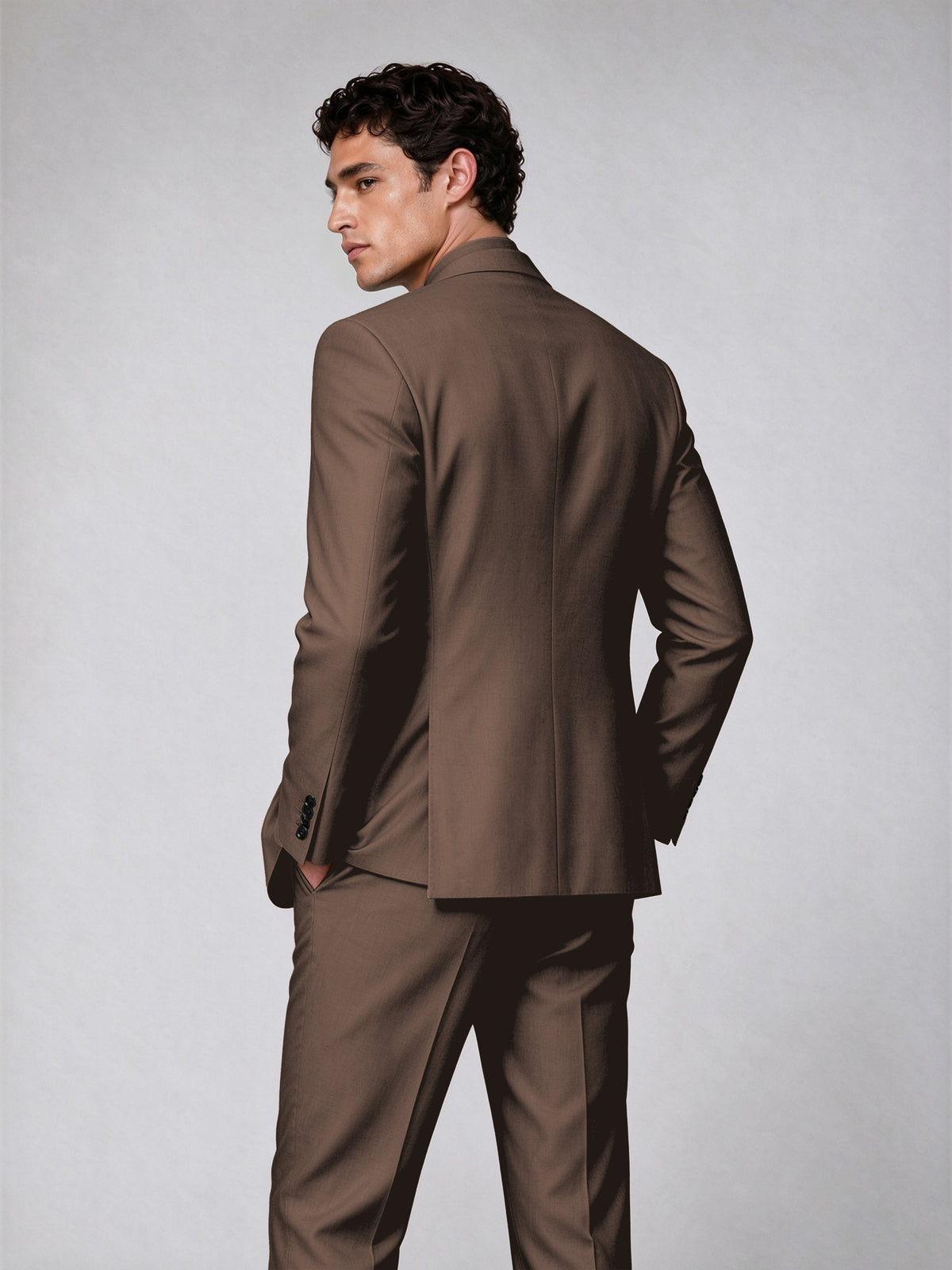 Savile Men's Chocolate Double-Breasted 2-Piece Suit Set – Blazer & Trousers - Chocolate