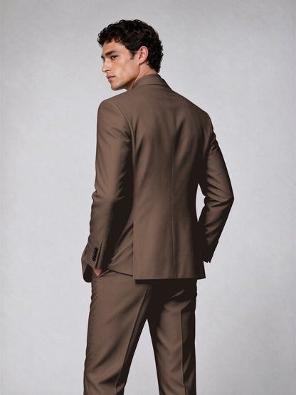 Savile Men's Chocolate Double-Breasted 2-Piece Suit Set – Blazer & Trousers - Chocolate