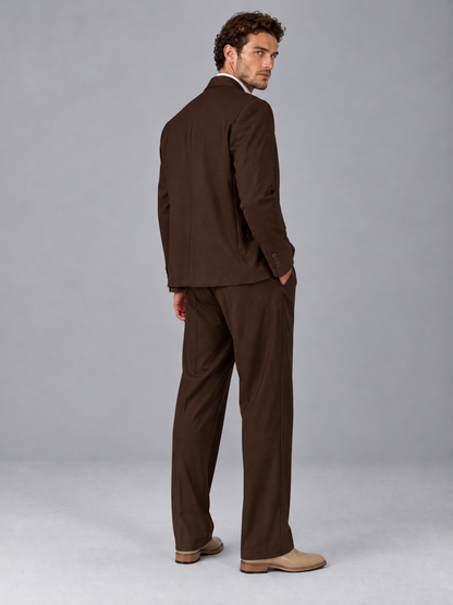 Savile Chocolate Beige Double-Breasted 2-Piece Suit with Peak Lapel - Chocolate