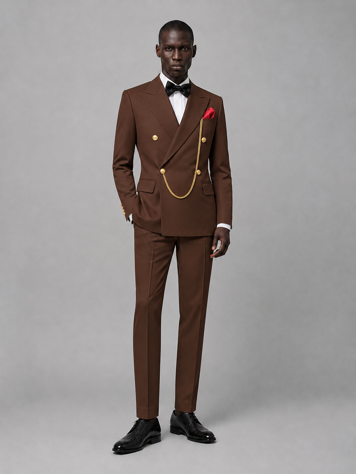 Men's Chocolate Double-Breasted 2-Piece Suit Set – Jacket & Trousers | Chocolate Chain - Chocolate